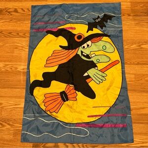 VTG 1994 LARGE HALLOWEEN WITCH FLAG 39" X 27" Reversible.